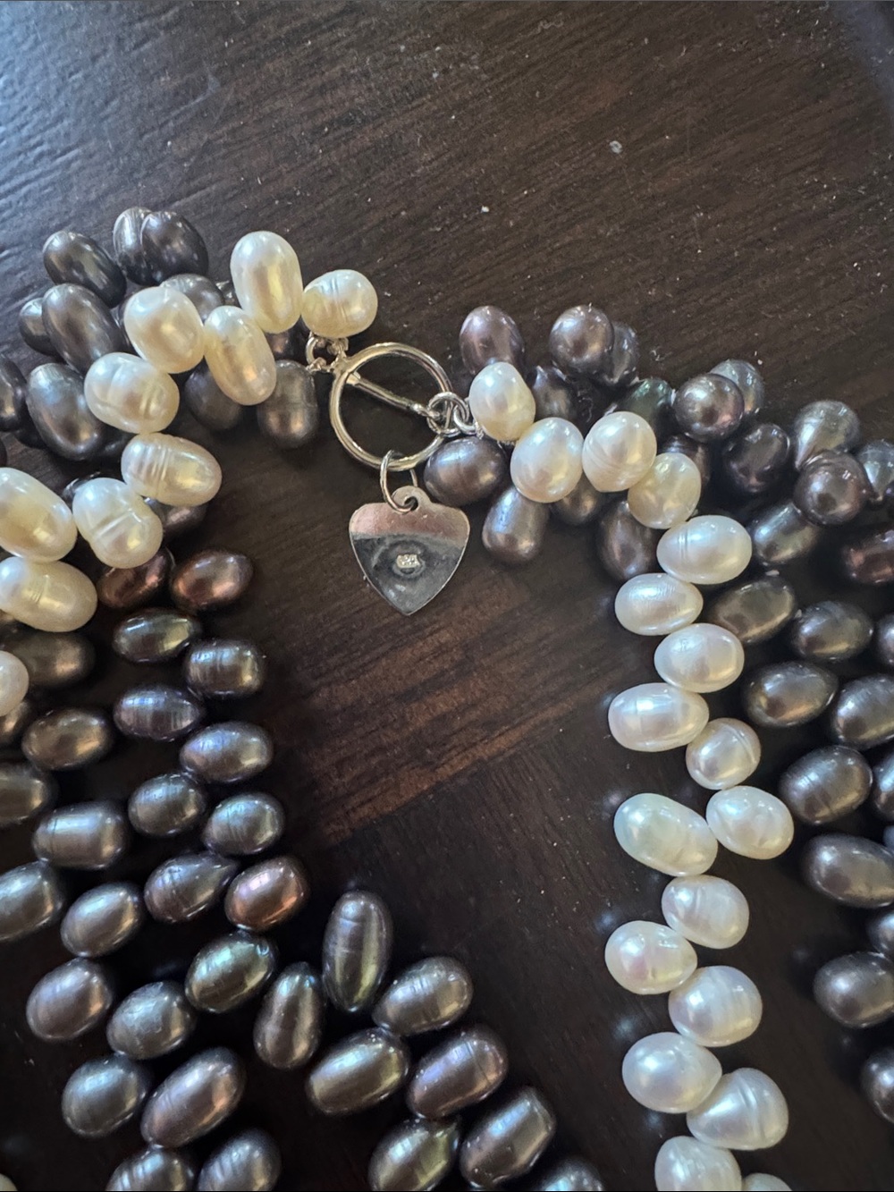 Multi-Strand Freshwater Pearl Necklace - White & Dark Pearls